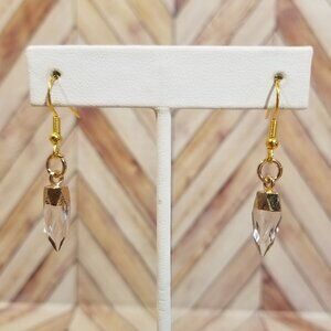 Dangling Faux Crystal and Gold Earrings - Clear